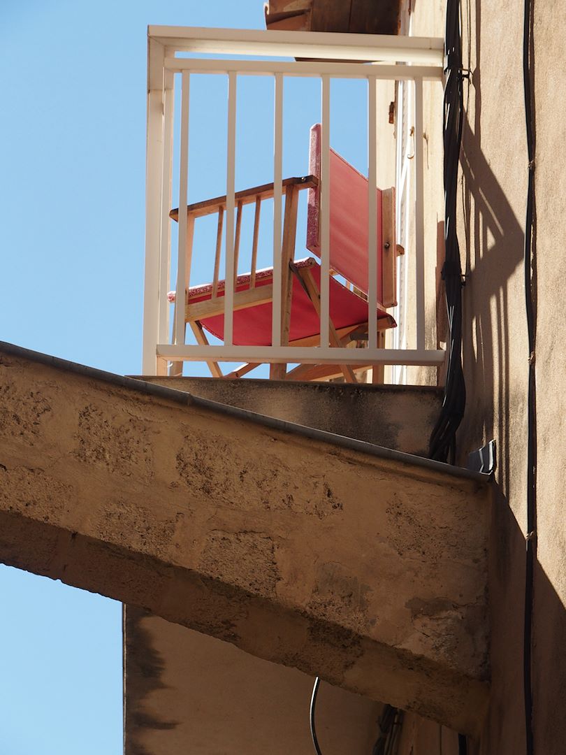 Deck chair on balcony